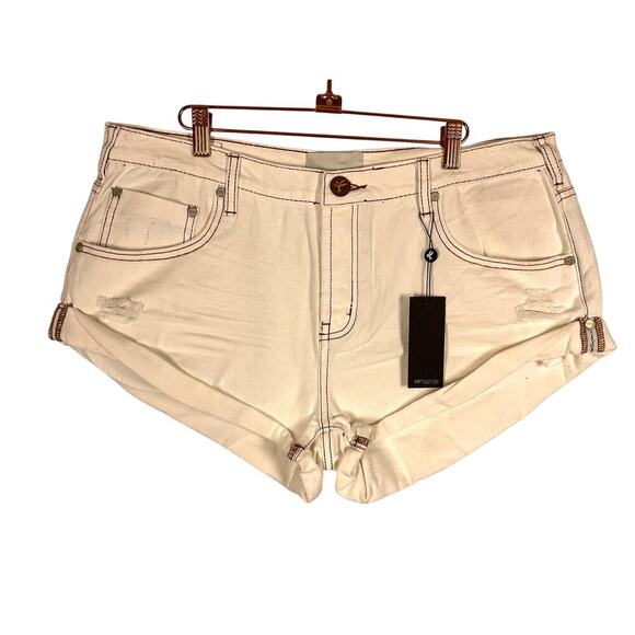 One Teaspoon The Bandit Denim Jean Shorts in White NWT Size 34 - Picture 1 of 8